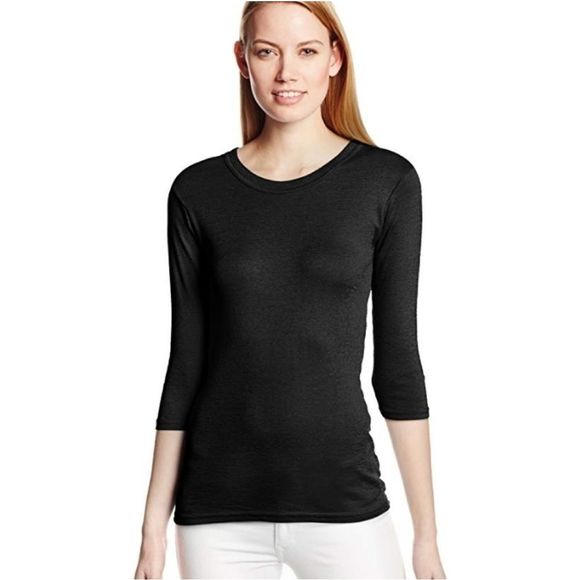 Michael Stars Stretchy Black ¾ Sleeve Shirt OSFM - Picture 1 of 5